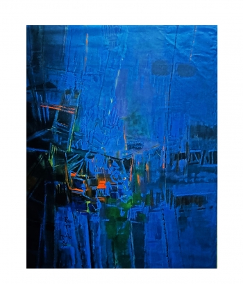 Acrylic on canvas  painting titled The Mystery of Blue!