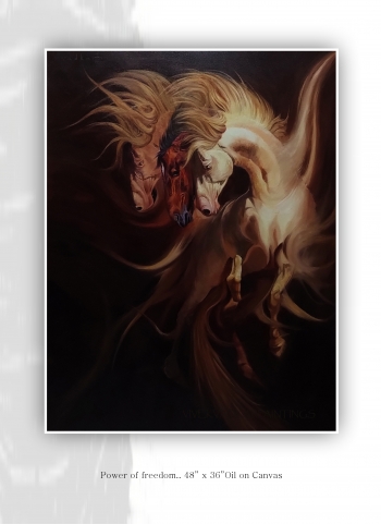 Oil on canvas  painting titled Power of freedom 