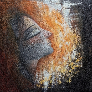 Mixed media on Canvas  painting titled Contemplation 
