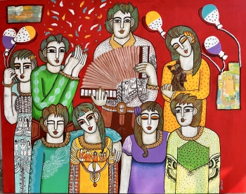 Acrylic on canvas painting titled party Time