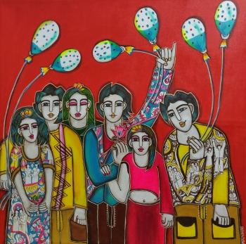 Acrylic on canvas painting titled party time