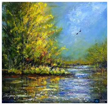 Acrylic on Canvas painting titled Reflections 