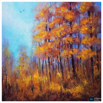 Acrylic on Canvas painting titled Woods