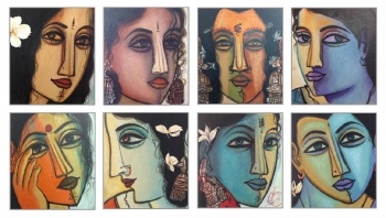 Oil on Wood painting titled Emotions I - VIII