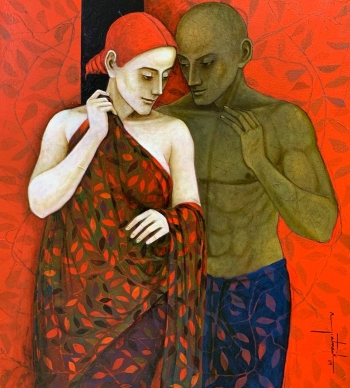 Acrylic on Canvas painting titled An Irresistible Attraction II