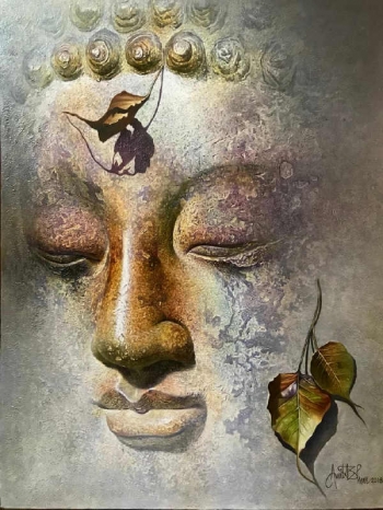 Oil & Acrylic on Canvas painting titled Meditative Bliss