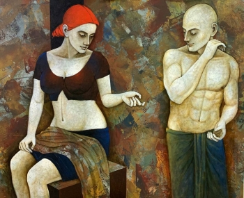 Acrylic on Canvas painting titled An Irresistible Attraction III