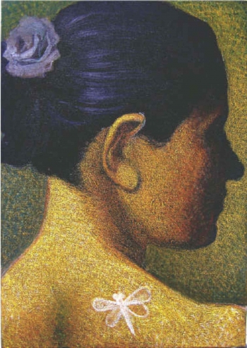 Mixed media on canvas painting titled Her beauty