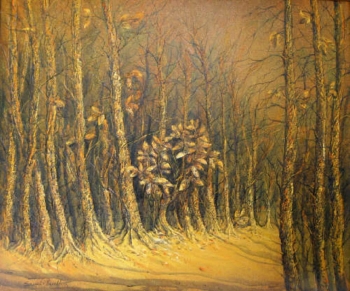 Acrylic on Canvas painting titled The Golden Leaves of Autumn