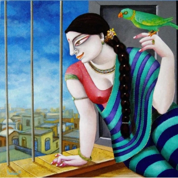  Acrylic on canvas painting titled A Happy Anticipation