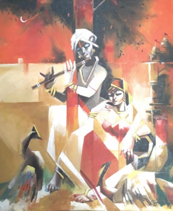 Acrylic on Canvas painting titled A Lyrical Love Story I