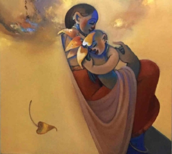 Acrylic on Canvas painting titled Mother & Daughter