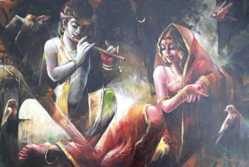 Acrylic on Canvas painting titled Mesmerised by His Melody