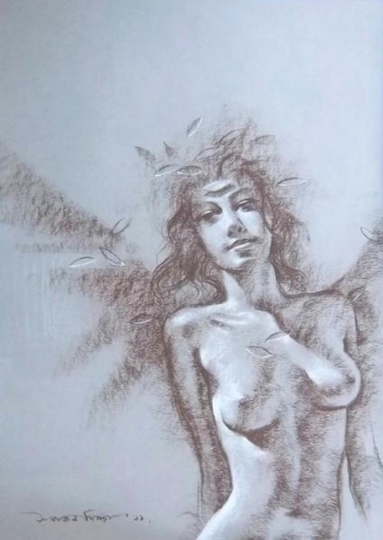 Soft Pastel on Paper painting titled A Flirtatious Beauty VII