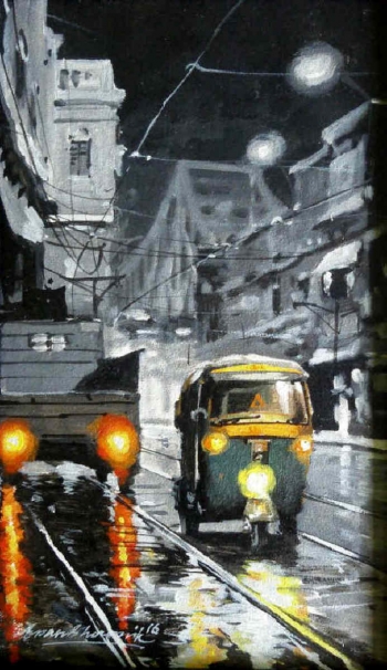 Acrylic on canvas painting titled  My City II