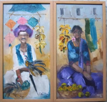 oil on canvas painting titled A Cheerful Sight VI & VIII