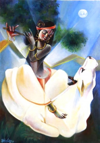 Acrylic on Canvas painting titled Mesmerized by His Melody