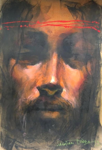 Soft Pastel on Paper painting titled With Prayers on His Lips I