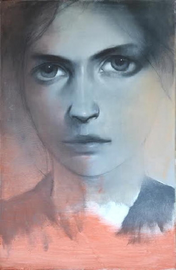 Charcoal & Acrylic on canvas painting titled Colored imotion