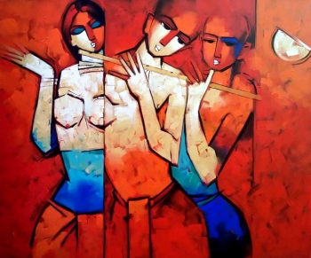 Acrylic on Canvas painting titled A Mesmerising Melody- II