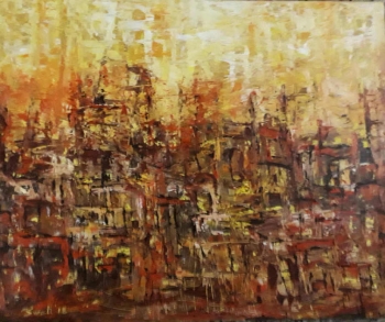 Acryllic on Canvas painting titled Shades of Sunrise