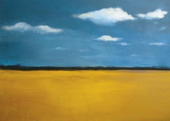 Charcoal & Acrylic on canvas painting titled Field of gold