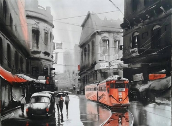 Acrylic on Canvas painting titled The Romance of the Rains