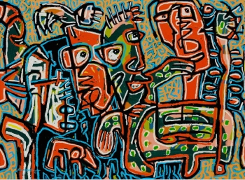 Acrylic on Canvas painting titled Tribal Demeanour