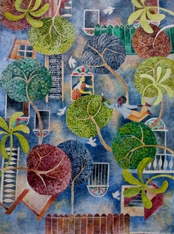 Watercolour on Paper painting titled A Secret Love Affair