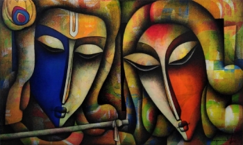 Mixed media on canvas painting titled The Glory of Divinity