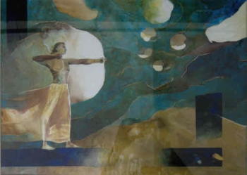 Watercolor on paper painting titled The Magic of Meghnad