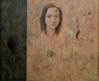 Arcylic on canvas painting titled The flame of love