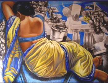 Mixed media on canvas painting titled Languid Pastimes I