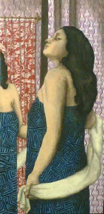 tempera on canvas painting titled After the bath