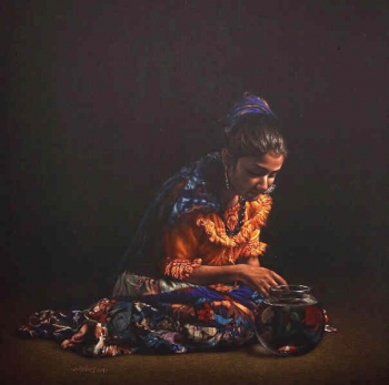 Mixed Media on Paper painting titled Adoration