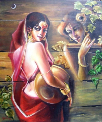 Oil & Acrylic on Canvas painting titled A Playful Love