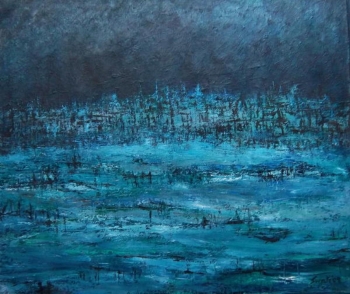 Acrylic on Canvas painting titled Coolness of the Pond