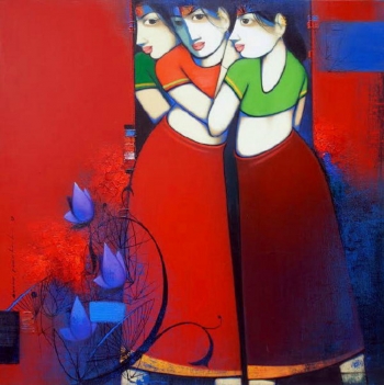 Acrylic on Canvas painting titled A Memorable Innocence- III