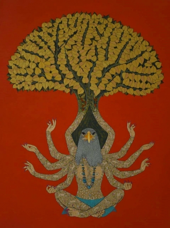  Acrylic & Ink on canvas painting titled Shrishti - the Universe