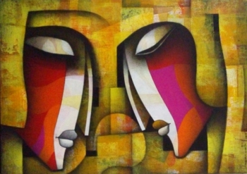 Mixed Media on Canvas painting titled At Peace, in Love