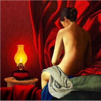 Mixed media on canvas painting titled Solitude