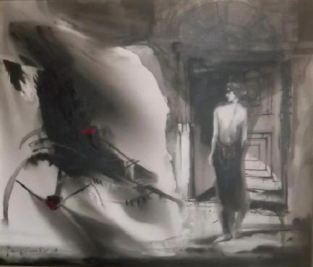 Acrylic on Canvas painting titled The Intrepid Rickshaw puller II