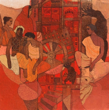 Acrylic on Canvas painting titled Land of Peaceful Heritage