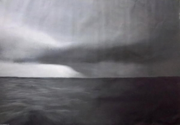 arcylic on canvas painting titled Rain clouds