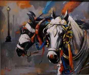 Acrylic on Canvas painting titled A Regal Pair