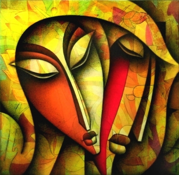 Mixed media on canvas painting titled The Symphony of Our Love 