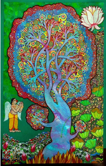 Acrylic on Canvas painting titled Maha Vishnu I