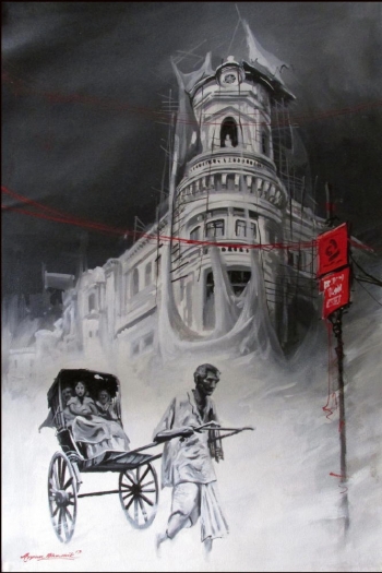 Acrylic on Canvas painting titled The Fascinating Streets of India III