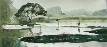 Watercolour on Paper painting titled Childhood Revisited