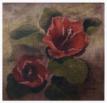 Watercolour on Silk painting titled Flowers on Silk IV